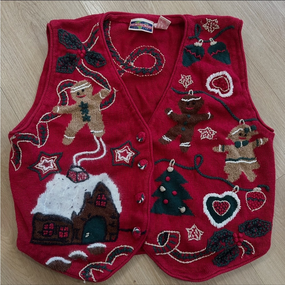 Vintage NorthCrest Ugly Christmas Sweater Vest Women's Size Large (14-16)